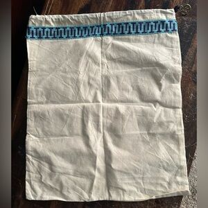 Authentic Tory Burch Canvas Drawstring Dust Bag with Gold Logo Charm for Shoes